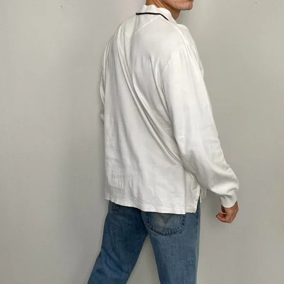 Vintage Polo Golf Ralph Lauren Rugby Long-Sleeve Top White XLarge. - Picture 2 of 4